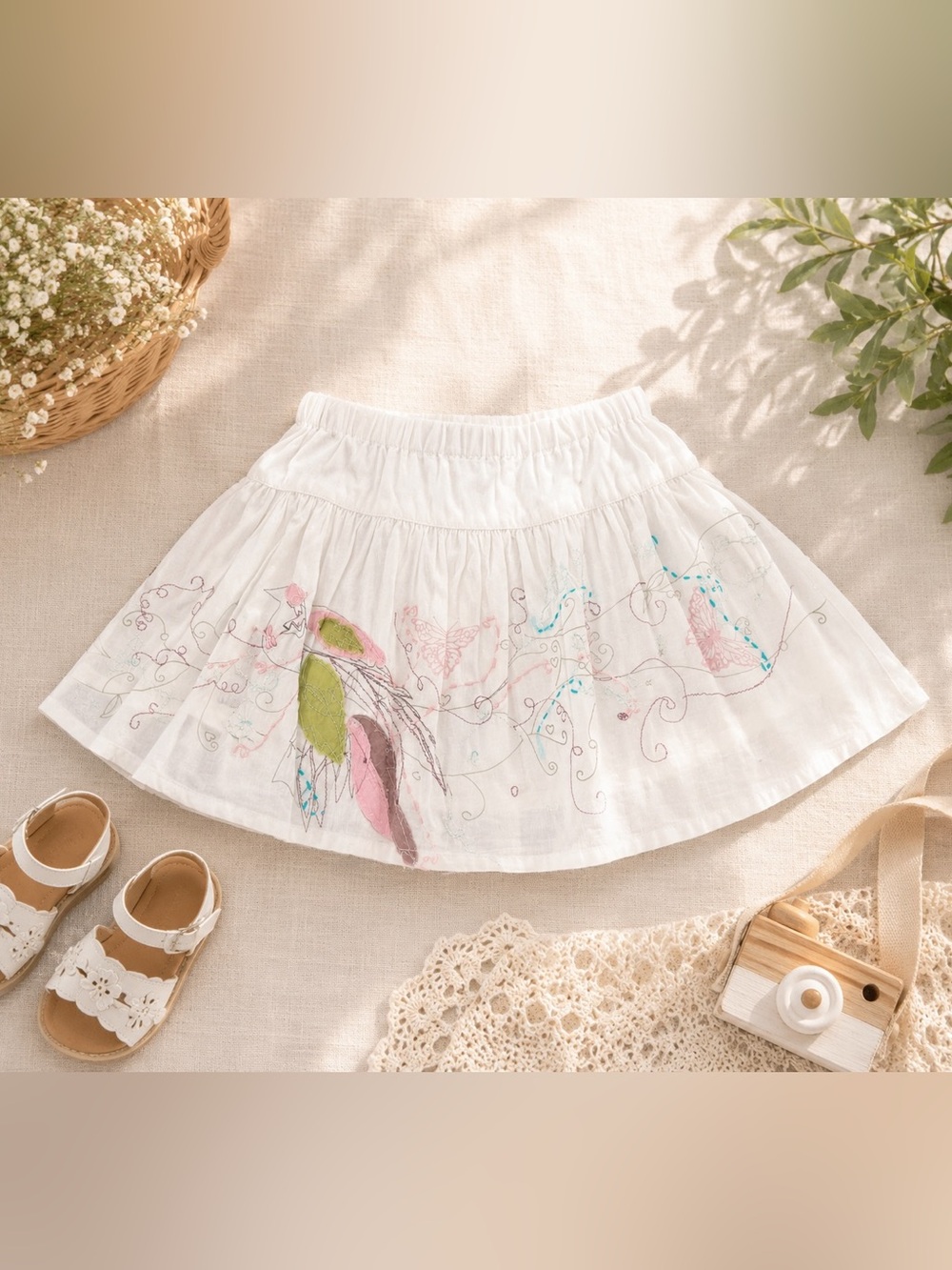 Vintage Mimi & Maggie Girls Skirt 3T Embroidered Whimsical Cotton Skirt Boho